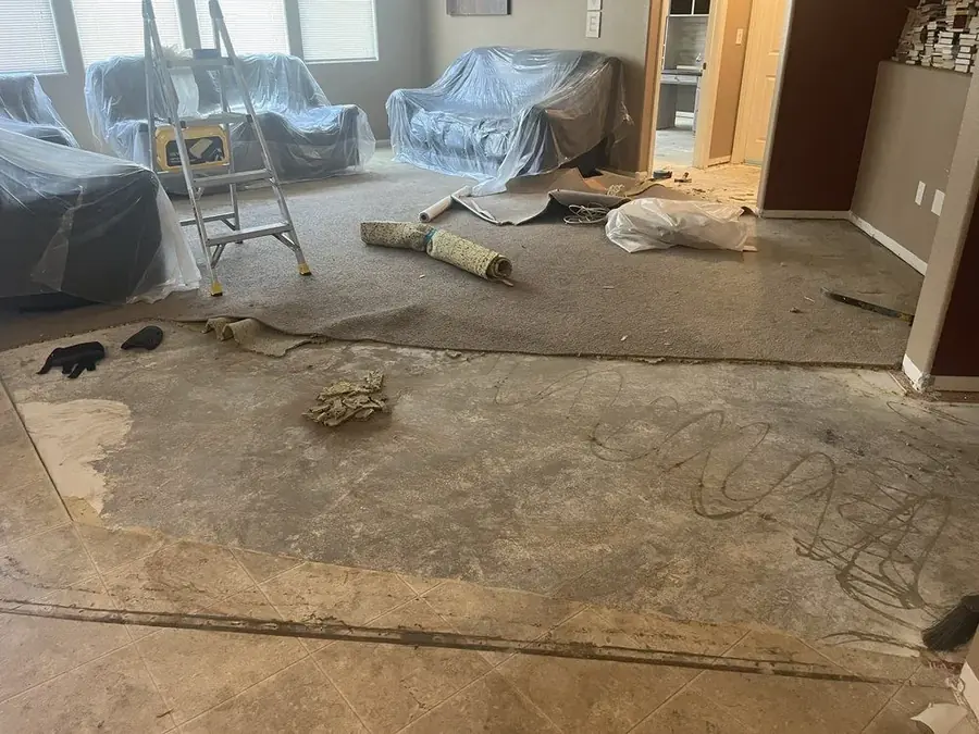 Flooring cleared for structural drying in a Bonney Lake, WA home